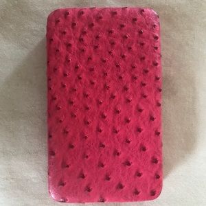 Opera purse, dark pink ostrich print.